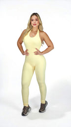 ENTERIZO LARGO HALTER SESGO CON PUSH PREMIUM